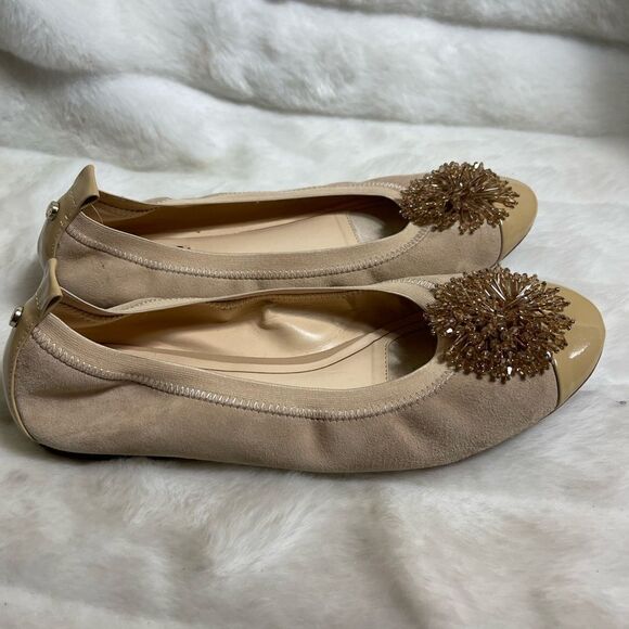 Alex Marie leather suede and patent ballerina flats beaded accent SZ8.5 - Picture 1 of 8